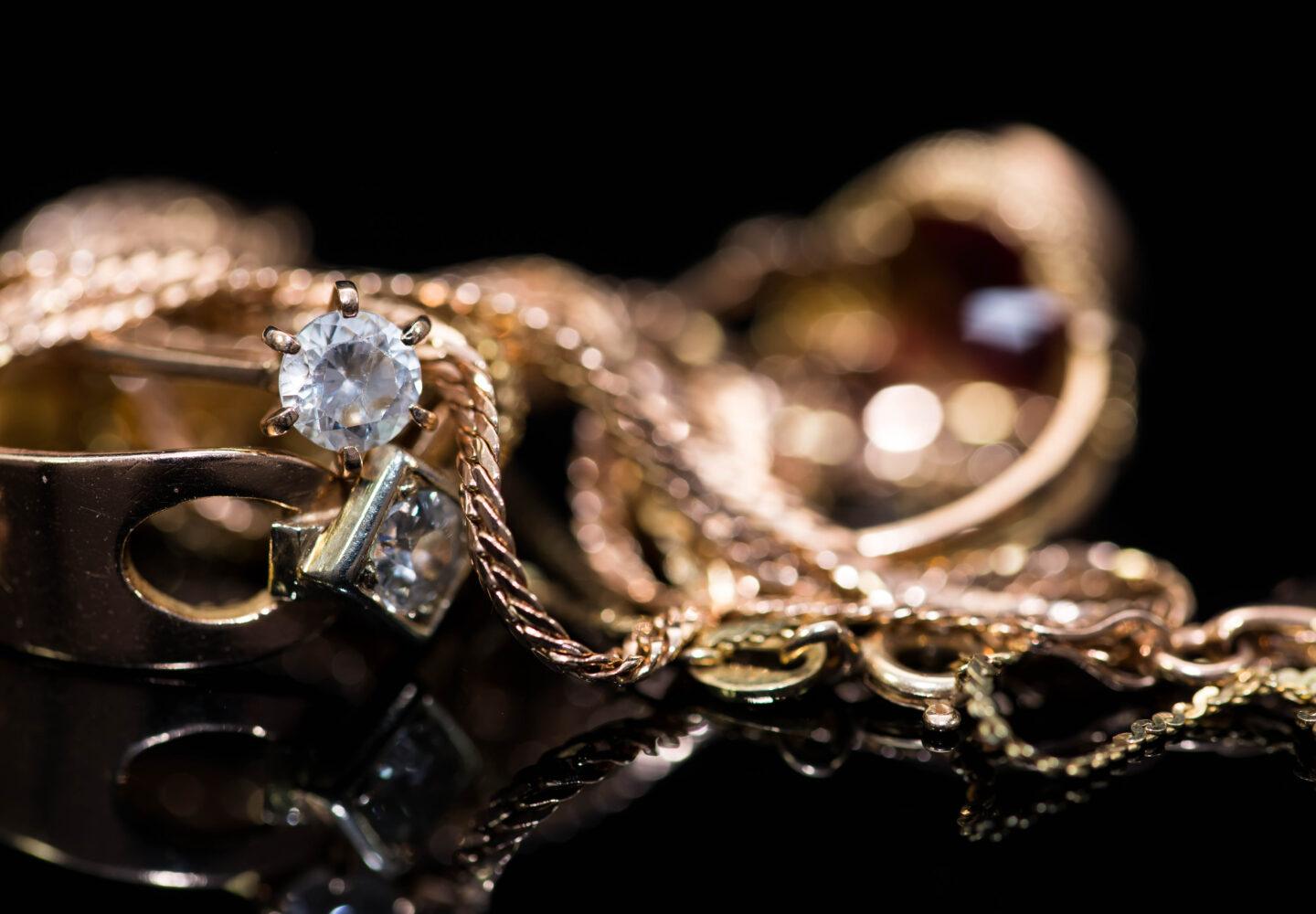 Real,Gold,Rings,With,Diamonds,,Gold,Chains,Close,Up,Shot | | | heirloom, piece, ring |Madison Jean Jewelers